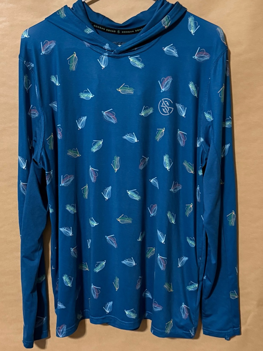 Googan Squad Men’s Medium Fishing Lure Performance Hoodie Blue